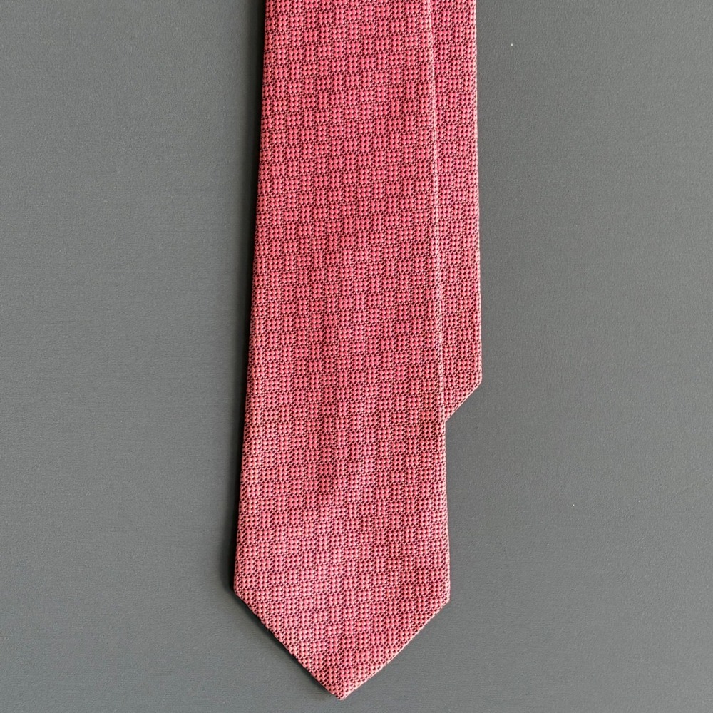 Vintage Ohrbach's Men's Shop Hopsack Necktie | Pink Black Textured Retro